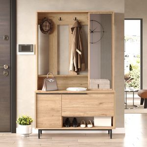 Halmeubel Vesanto halkast 178x112x35,5 cm eikenkleurig en zwart [en.casa]