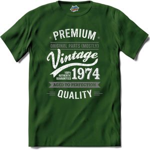 Vintage Legend Sinds 1974 - verjaardag en feest cadeau - Kado tip - T-Shirt - Unisex - Bottle Groen - Maat XXL