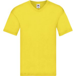 Fruit Of The Loom Basic V-hals t-shirt - katoen - geel - voor heren XL