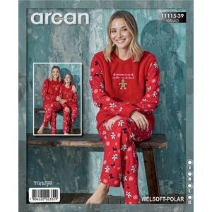 Arcan | Dames Fleece Pyjama Set | Lange Mouwen | 11115-39 RED | XL