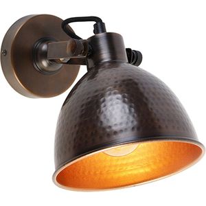 QAZQA liko - Industriele Wandlamp voor binnen - 1 lichts - D 23 cm - Koper - Industrieel - Woonkamer | Slaapkamer | Keuken