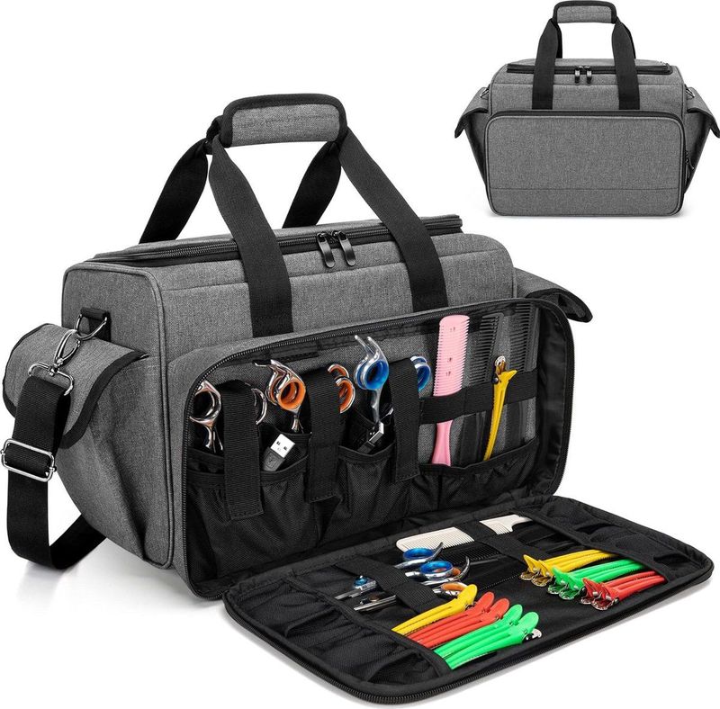 Kapper Reistas - Grijs - Professionele Kappers Make-up Organizer voor Gereedschap, Scharen, Haartrimmer - Kapsalon Tas
