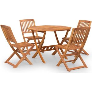 vidaXL Tuintafel - Tuintafels - Houten Buitentafel - Houten Tafeltje - 5-delige Eethoek massief acaciahout