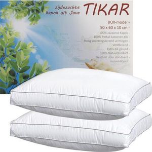 iSleep Kapok Boxkussen Set (2 Stuks) - 100% Java Kapok - 50x60x10 cm - Wit