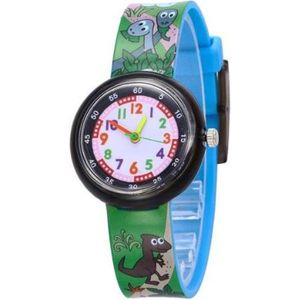 Dinosaurus - kinderhorloge/ peuter horloge - educatief horloge- jongens/meisjes - 30 mm - I-deLuxe verpakking