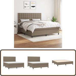 vidaXL Boxspring met matras 180x200 cm - Taupe Boxspringbed - Boxspring - Pocketvering - Tweepersoonsbed - Middenhard