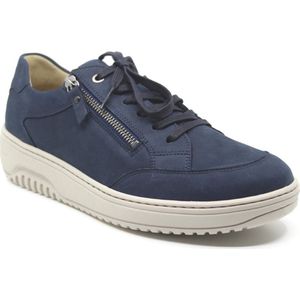 Hartjes, 162.1703/20 65.00, Blauwe brede dames sneakers met rits