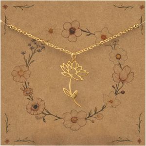 Bixorp Geboortebloem Ketting Juli / Waterlelie - Goudkleurig Roestvrij Staal - Bloem Cadeau voor Dames & Meisjes