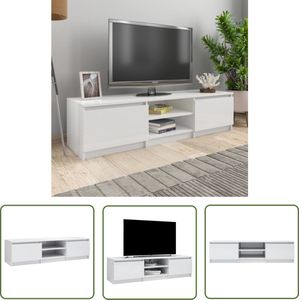 The Living Store TV-meubel - Klassiek - TV-standaard - Afmetingen- 140x40x35.5 cm - Kleur- Hoogglans wit - Materiaal- Bewerkt hout