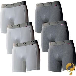 Quick Q1905 Bodywear Heren Boxershorts 6-Pack wit grijs