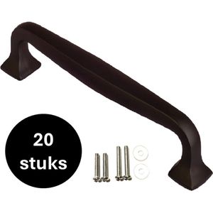 Handgreep zwart - Handgrepen zwart 128 mm - 20 stuks - Handgrepen kast - Meubelgrepen - Keukengreep zwart - Kastgrepen - Handgrepen keukenkastjes - Meubelgreep - Handgrepen voor deurtjes - handgreep keuken - Deurgreep - ladegreep - incl schroeven -