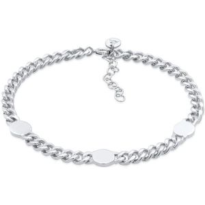 Elli PREMIUM Dames Armband Dames Curb Chain Massief Plaatschijf Verstelbaar in 925 Sterling Zilver