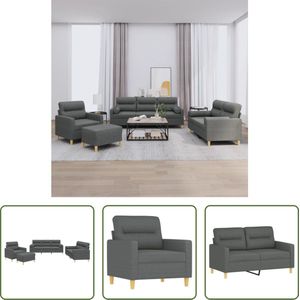 The Living Store Loungeset Donkergrijs - 2x fauteuil 1x tweezitsbank 1x driezitsbank - 100% polyester - 138 x 77 x 80 cm - inkl - kussens