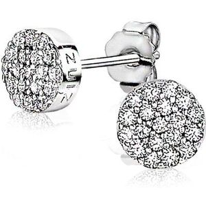 ZINZI zilveren oorknoppen rond wit 6mm ZIO1376Z