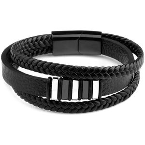 Di Lusso - Armband Walt - Rundsleder - Zwart - Heren - 22 cm