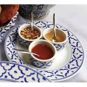 sausschaaltjes - saus bakjes - Onderbord met 5 sausschaaltjes - Aziatisch servies - Handgeschilderd