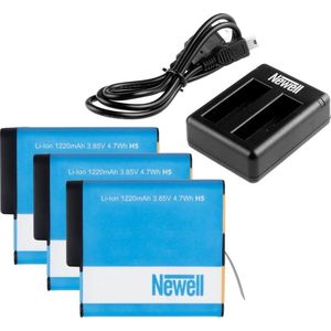 3x Accu + XL Oplader Newell voor GoPro HERO 9 BLACK Batterij