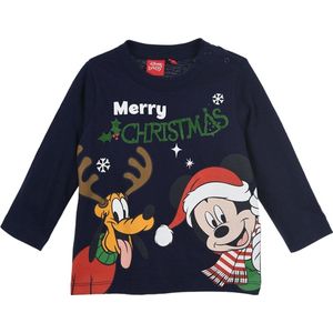 Disney - Mickey Mouse en Pluto  - baby/peuter - longsleeve - donker blauw - maat 12 mnd (74)