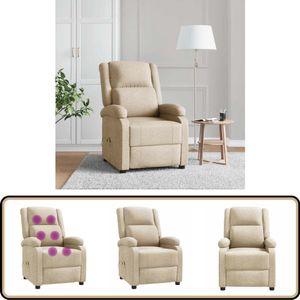 vidaXL Massagestoel crèmekleurig met USB en massage Massagestoel - Fauteuil - Relaxstoel - Massage - Elektrische Massage