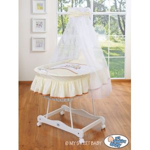 Moses Mand/Rieten lakenwieg - Teddybeer Barnaba creme