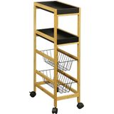 Groentetrolley Versa Zwart Metaal Bamboe Hout MDF 22 x 83 x 40 cm