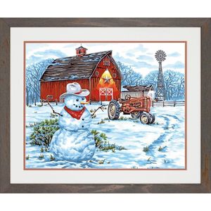 Sneeuwpop op de boerderij Schilderen op nummer