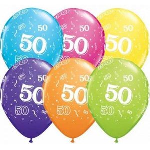 Ballonnen 50 jaar gekleurd 25 stuks