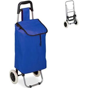 Boodschappenkar - Boodschappentrolley - Boodschappentrolley met wielen - 91 x 40 x 30 cm - Donkerblauw