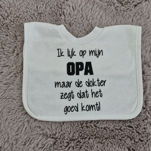 Baby dokter slabbetje cadeau tekst opa zwangerschap bekendmaking aankondiging voor de liefste aanstaande geboorte gaat worden jullie worden zwangerschapsaankondiging eerste vaderdag