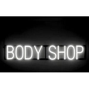 BODY SHOP - Lichtreclame Neon LED bord verlicht | SpellBrite | 87 x 16 cm | 6 Dimstanden - 8 Lichtanimaties | Reclamebord neon verlichting