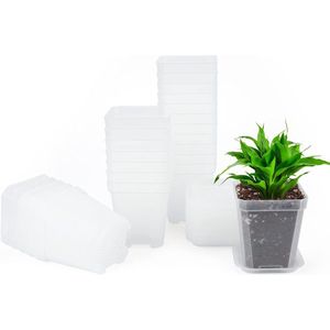 Kweekpotten Set - 24 stuks - vierkante mini-potten - kunststof - 7 cm