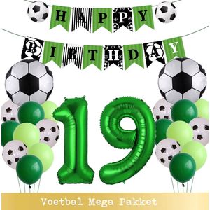 Voetbal Ballonnen - Cijfer Ballon 19 Jaar - Snoes - Megapakket - set van 24 Sport Voetbalfan Voetbal Jongen/Meisje - Sportieve - Voetbal Vrouwen Mannen - Kinderfeestje - Verjaardag - Helium Ballon nummer 19
