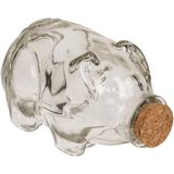 Voorraadpot-spaarpot varken glas met kurk 14x8cm