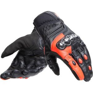 Dainese Carbon 4 Short Leather Gloves Black Fluo Red M - Maat M - Handschoen