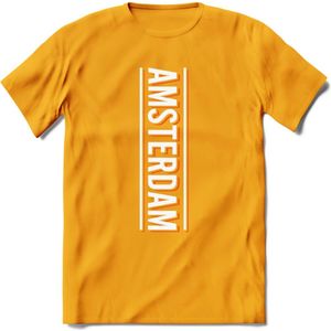 Amsterdam T-Shirt | Souvenirs Holland Kleding | Dames / Heren / Unisex Koningsdag shirt | Grappig Nederland Fiets Land Cadeau | - Geel - XL