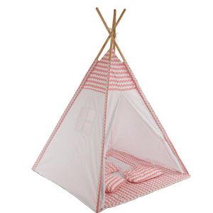 Speeltent - Tipi Tent - Met Grondkleed & Kussens - Speelhuisje - Tent voor kinderen - Roze-Wit