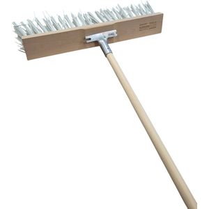Sorex Straatbezem Rocky voor buiten gebruik - Kunstvezel kop 50 cm - wit - Houten steel 130 cm - metalen steelhouder