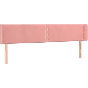 vidaXL - Hoofdbord - met - randen - 163x16x78/88 - cm - fluweel - roze
