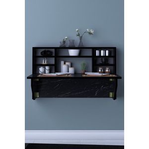 Wandtafel - Inklapbaar - Wandbureau - Inklapbaar bureau - Wandkast - Vouwtafel - 90x50cm - Zwart nero