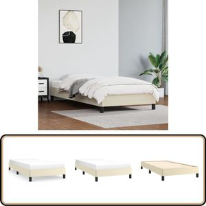 vidaXL Bedframe - Kunstleer - Crème - 90x200 cm Bed Frame - Houten Bedframe - Kunstleder Bedframe - Creme Bedframe - Tweepersoons Bedframe