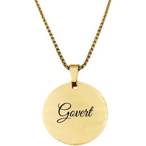 Ketting RVS Met Naam Gravering - Govert - Goud - Rond