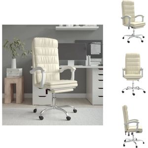 vidaXL verstelbare bureaustoel - crème - 63x56x(112.5-122) cm - met verstelbare rugleuning en voetensteun - duurzaam kunstleer - Bureaustoel