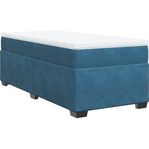 vidaXL - Boxspring - met - matras - fluweel - donkerblauw - 90x200 - cm