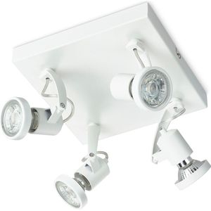 Prolight Anzio Plafondlamp - Opbouwspot - 4 Lichtpunten - Industrieel - Geïntegreerde LED - Wit