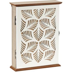 Ibenzoa® Sleutelkast van hout met geometrisch design en 6 sleutelhaken, wandorganizer voor hal of kantoor