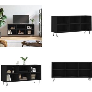 vidaXL Tv-meubel 103-5x30x50 cm bewerkt hout zwart - Tv-meubel - Tv-meubelen - Tv Kast - Opbergkast