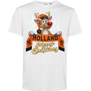 T-shirt kind Holland | Foute Kersttrui Dames Heren | Kerstcadeau | Nederlands elftal supporter | Wit | maat 140