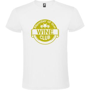 Wit T shirt met ""Member of the Wine Club "" print Goud size XS