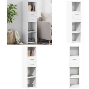 vidaXL Hoge kast 30x42,5x124 cm bewerkt hout wit - Hoge Kast - Hoge Kasten - Hoog Dressoir - Hoge Kast Woonkamer