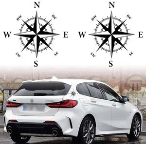 Sticker met kompas - offroad, auto, motorfiets - 1 stuk - zwart - 16 cm